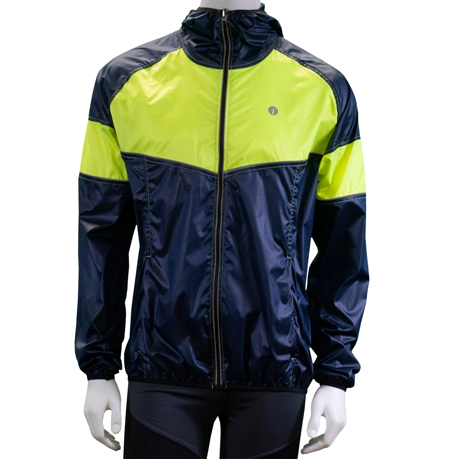 FINAL SALE: Venture Packable Men's Reflective Jacket in Navy / Flo Lime