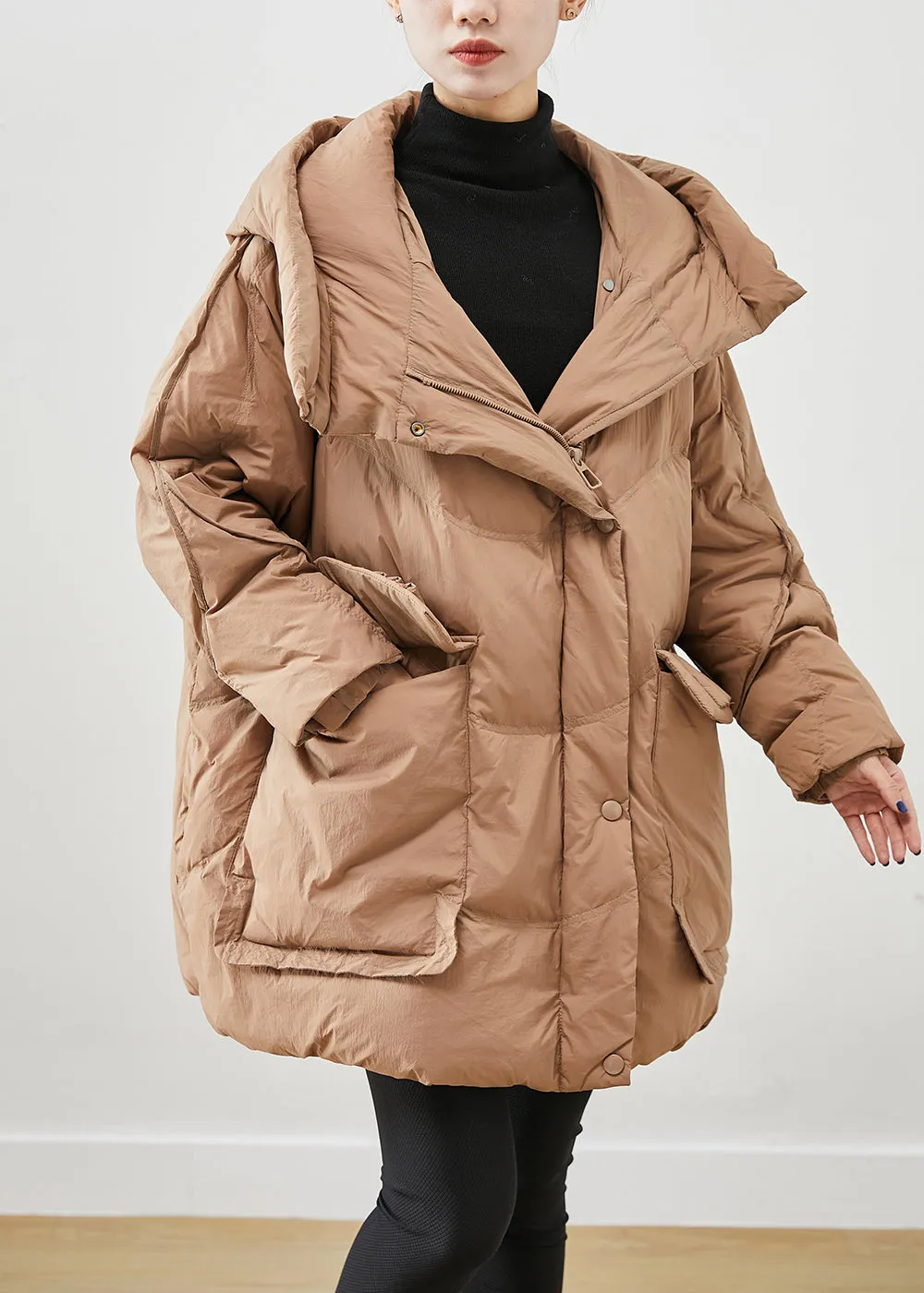 French Khaki Oversized Thick Duck Down Down Coats Winter ML1888