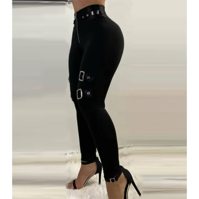 Funki Buys | Pants | Women's Fitted Stretch Buckle Zip Pants