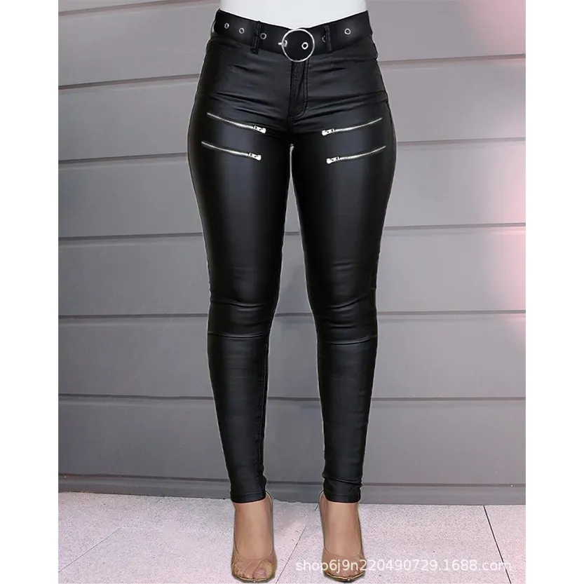 Funki Buys | Pants | Women's Fitted Stretch Buckle Zip Pants