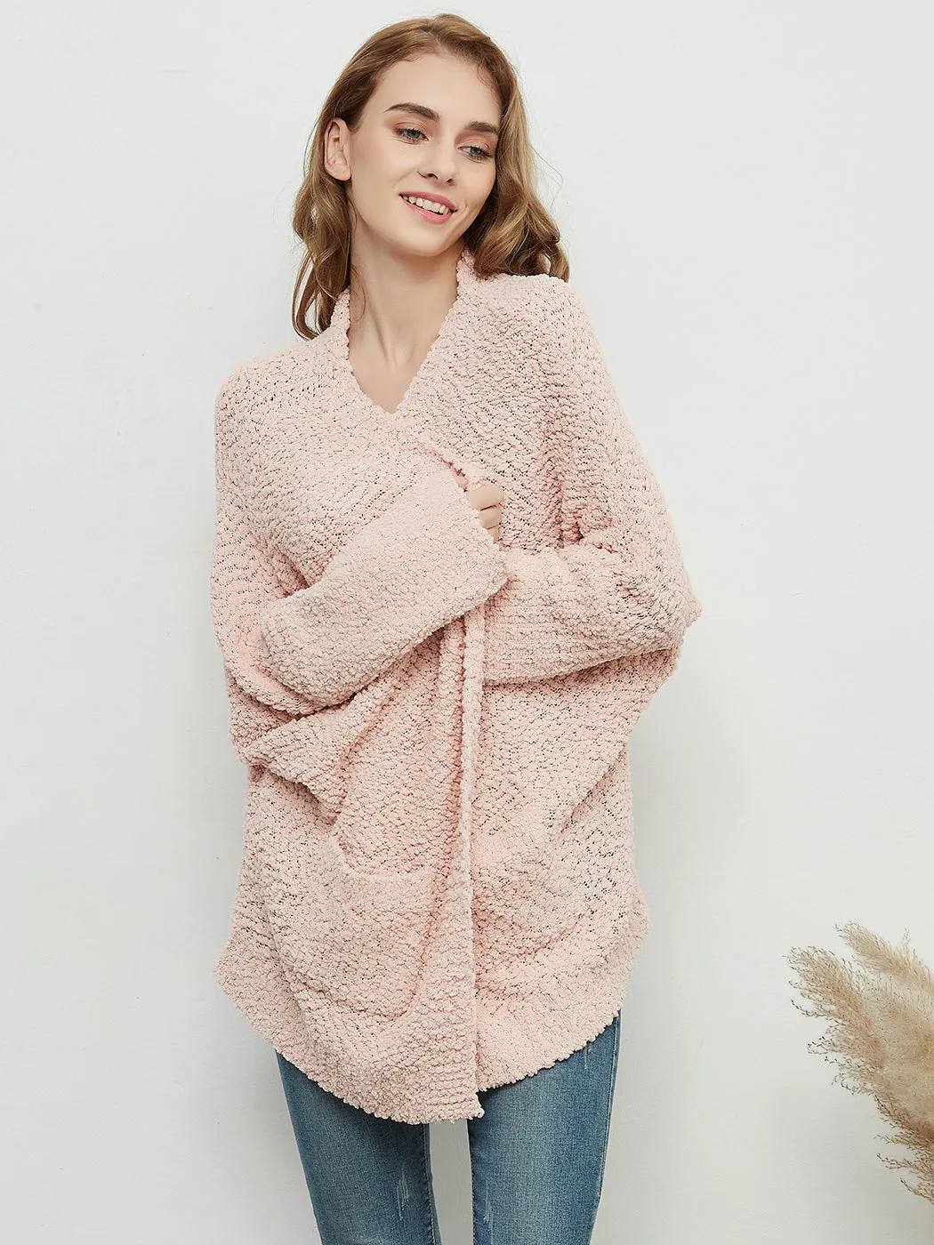 Fuzzy Chunky Cardigan Batwing Sleeve Lightweight duster Sherpa Slouchy Open Sweater Coat