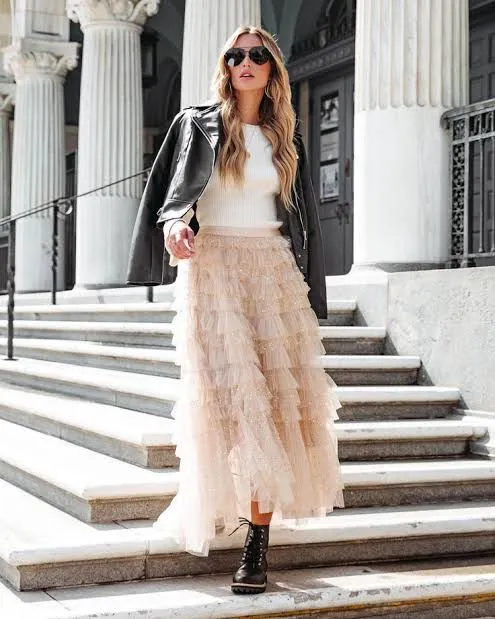 Gauze ruffle skirts