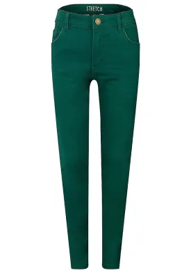 Girls Bottle Green Stretchy Skinny Jeans