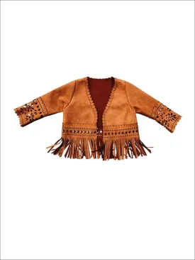 Girls Suede Bohemian Fringe Jacket