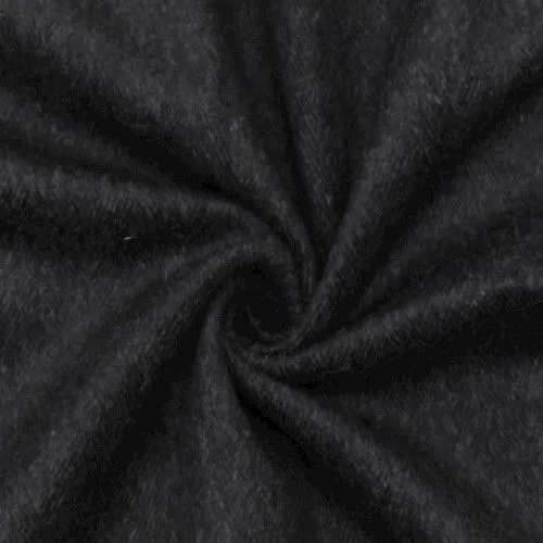 Gray/Black Brushed Herringbone Wool Blend Jacketing Fabric