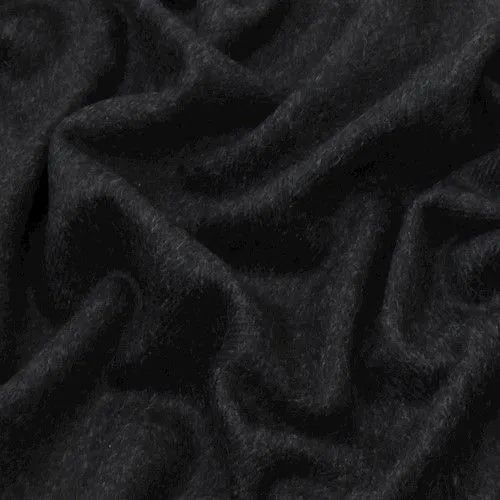 Gray/Black Brushed Herringbone Wool Blend Jacketing Fabric