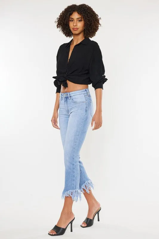 HIGH RISE CROP BOOTCUT DENIM PANTS-KC9354M