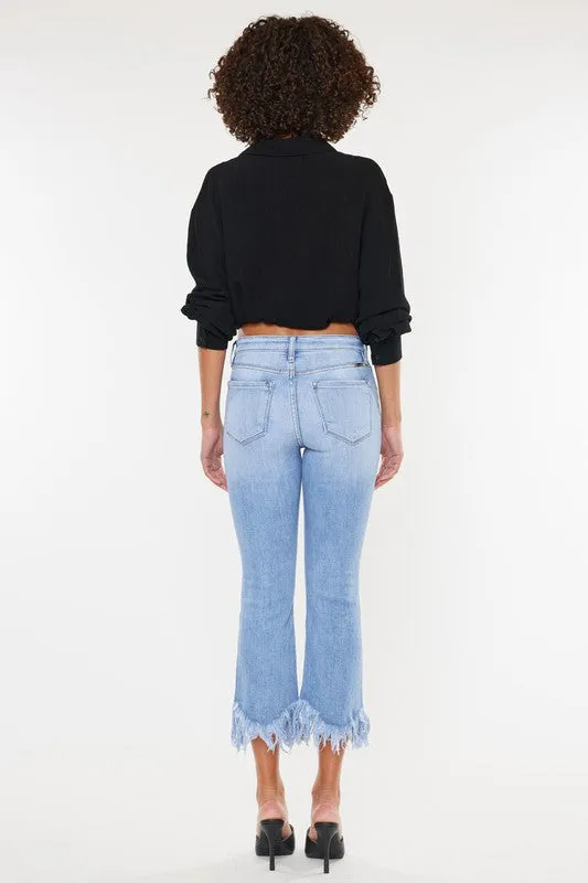 HIGH RISE CROP BOOTCUT DENIM PANTS-KC9354M