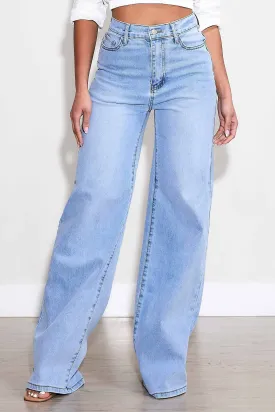 High-Rise Essential Stretch Wide Leg Jeans