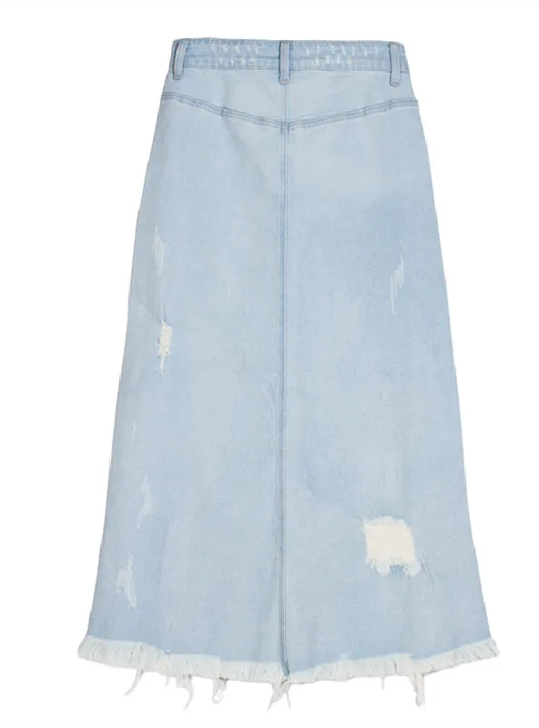 High Waist Long Denim Skirt