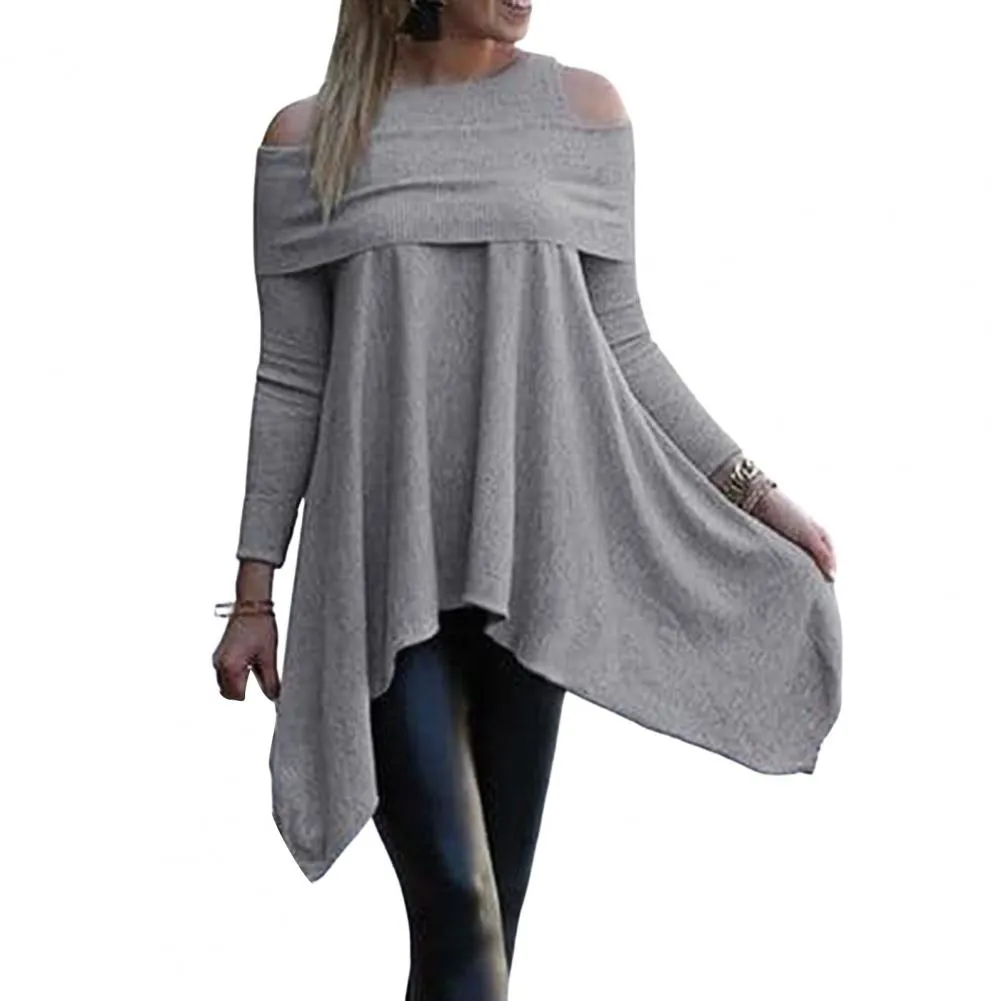 Irregular O Neck Long Sleeve Top