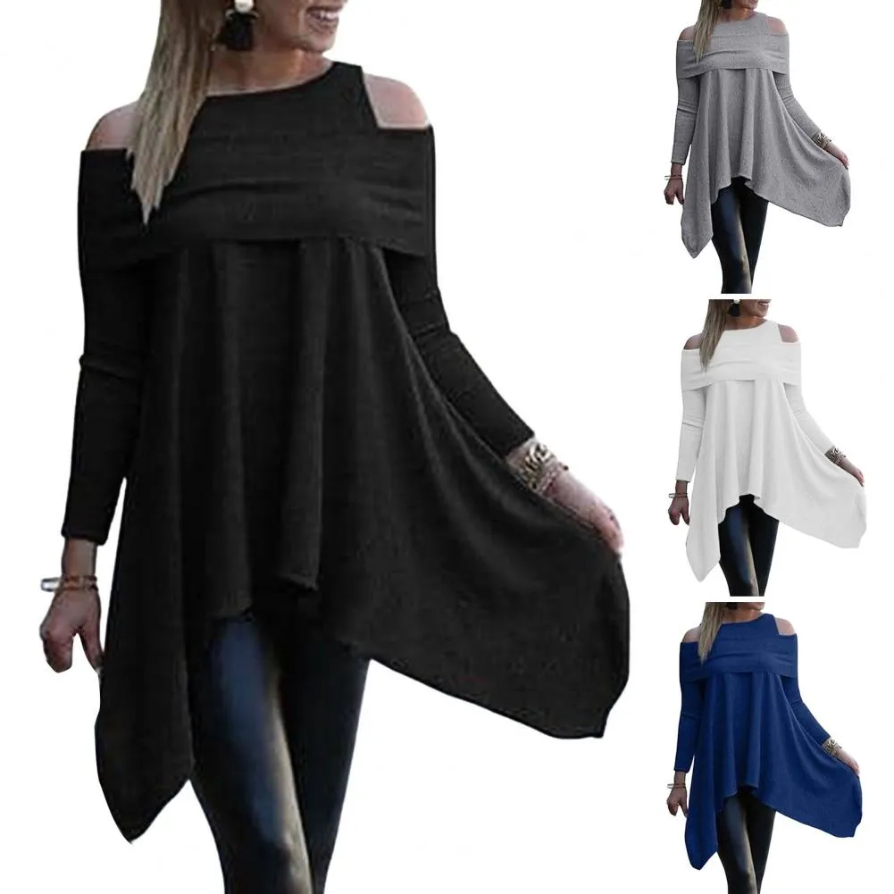 Irregular O Neck Long Sleeve Top