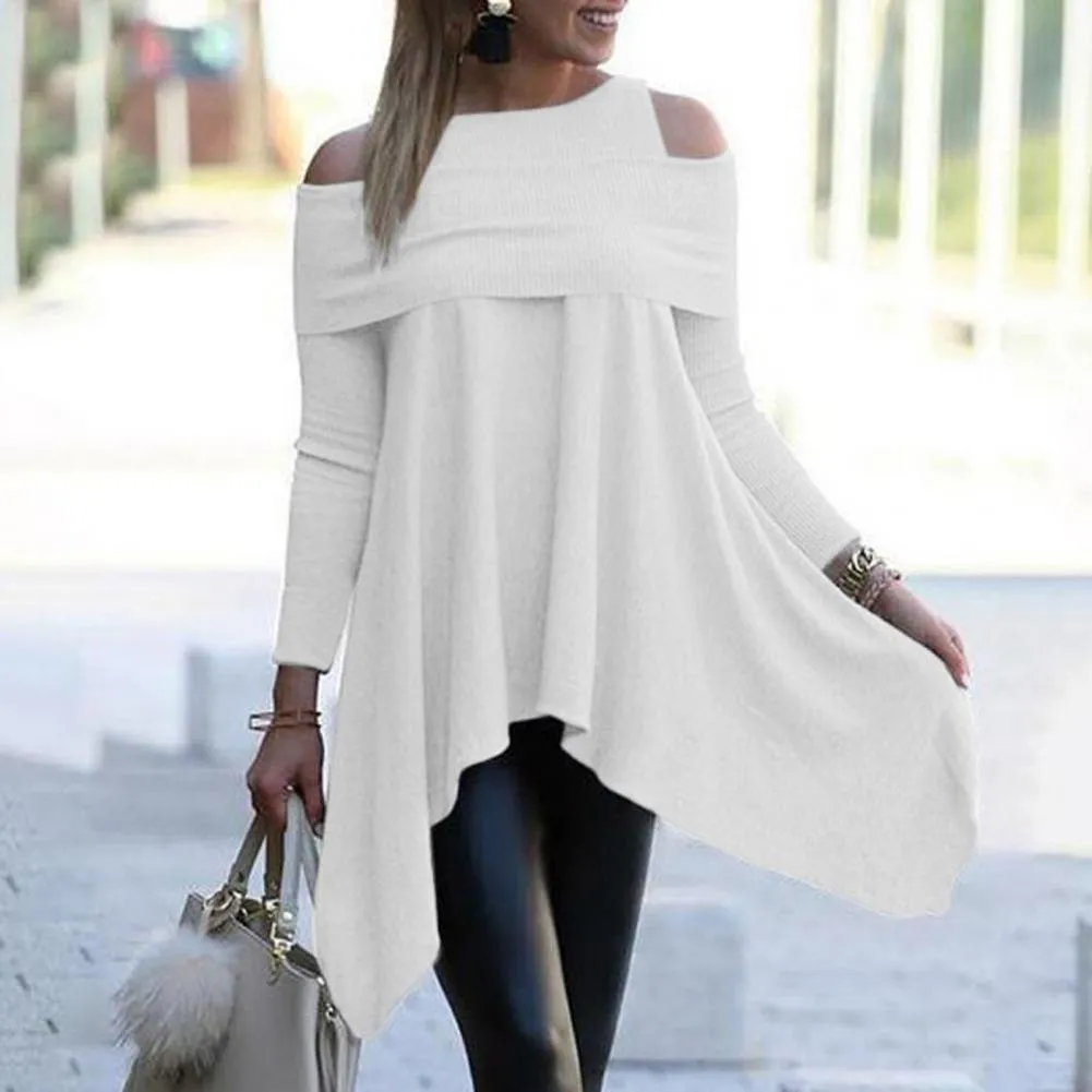 Irregular O Neck Long Sleeve Top