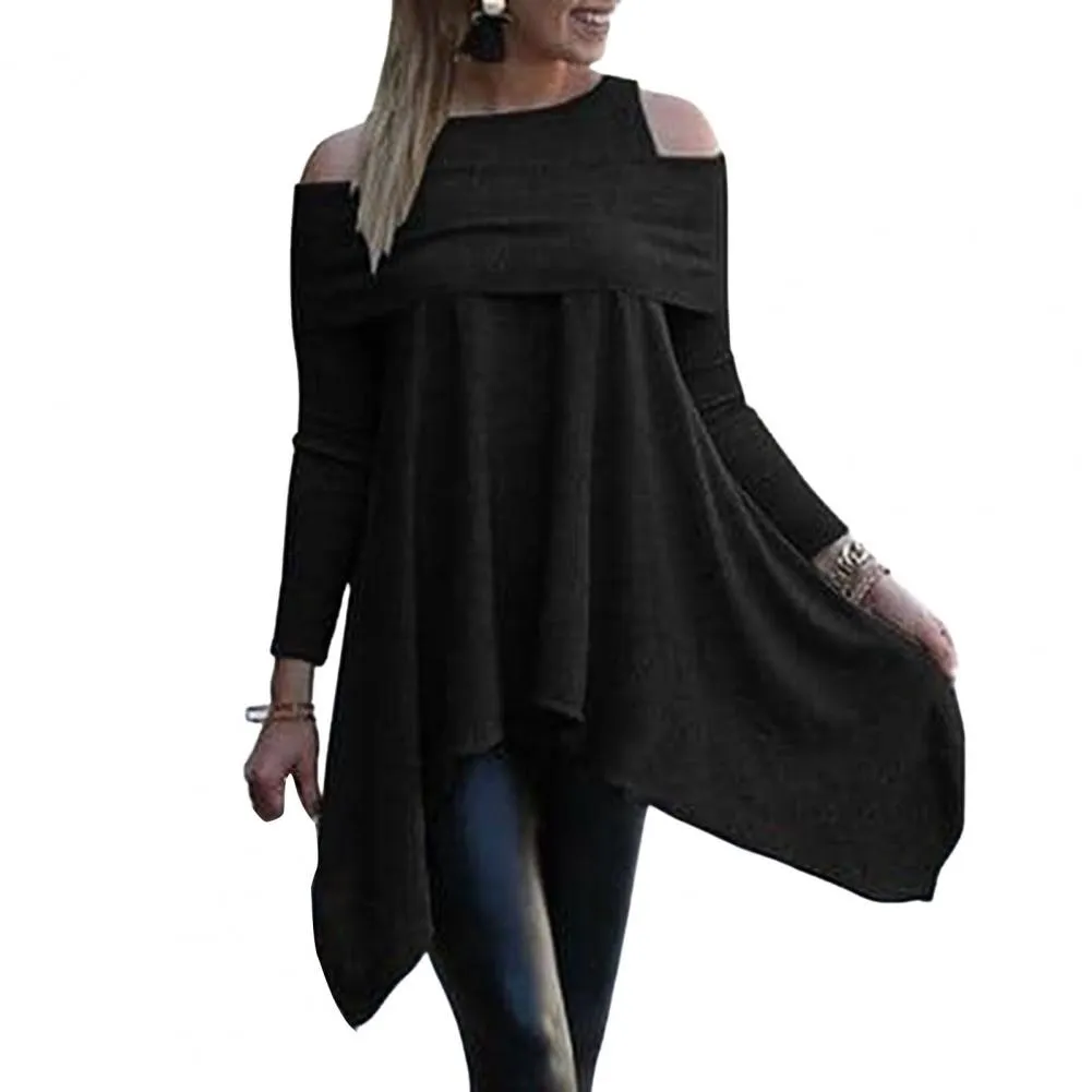 Irregular O Neck Long Sleeve Top