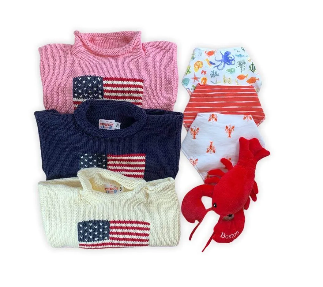 Ivory American Flag Roll Neck Sweater