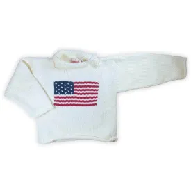 Ivory American Flag Roll Neck Sweater