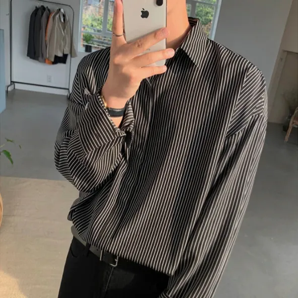 [Korean Style] 2 Colors Striped Long Sleeve Shirts