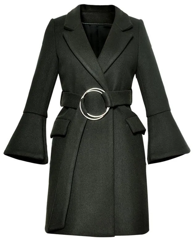 Large-Buckle Wrap Coat