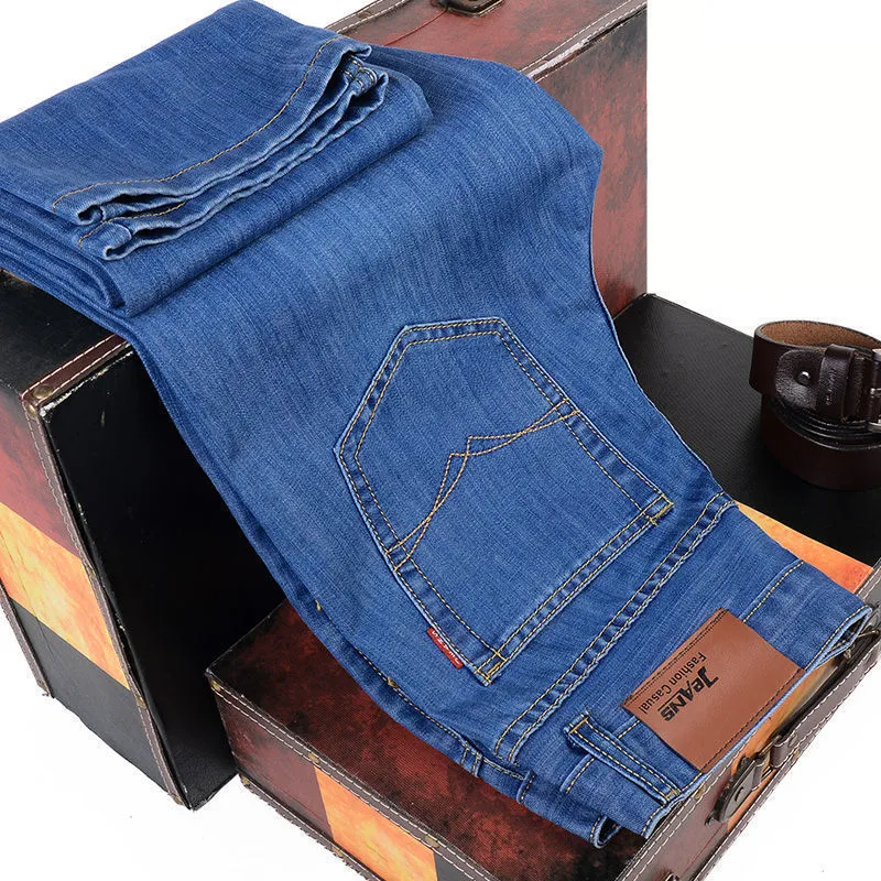 Loose Straight Business Casual Stretch Jeans For Men