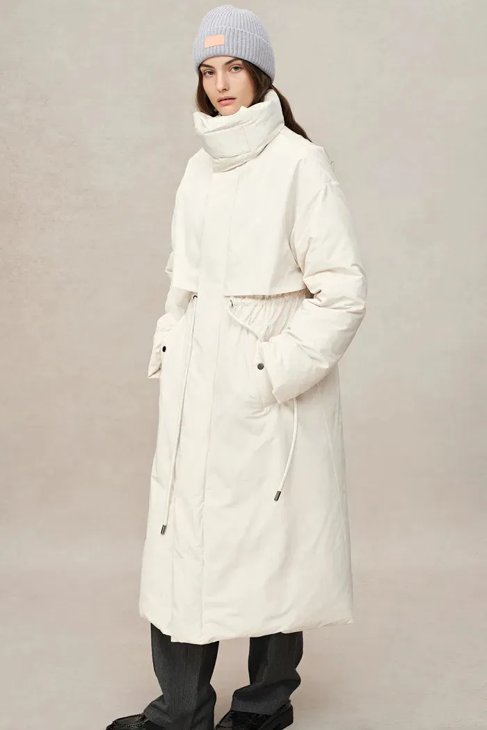 Maddalena White Duck Down Long Down Coat in Ultra Light Fabric