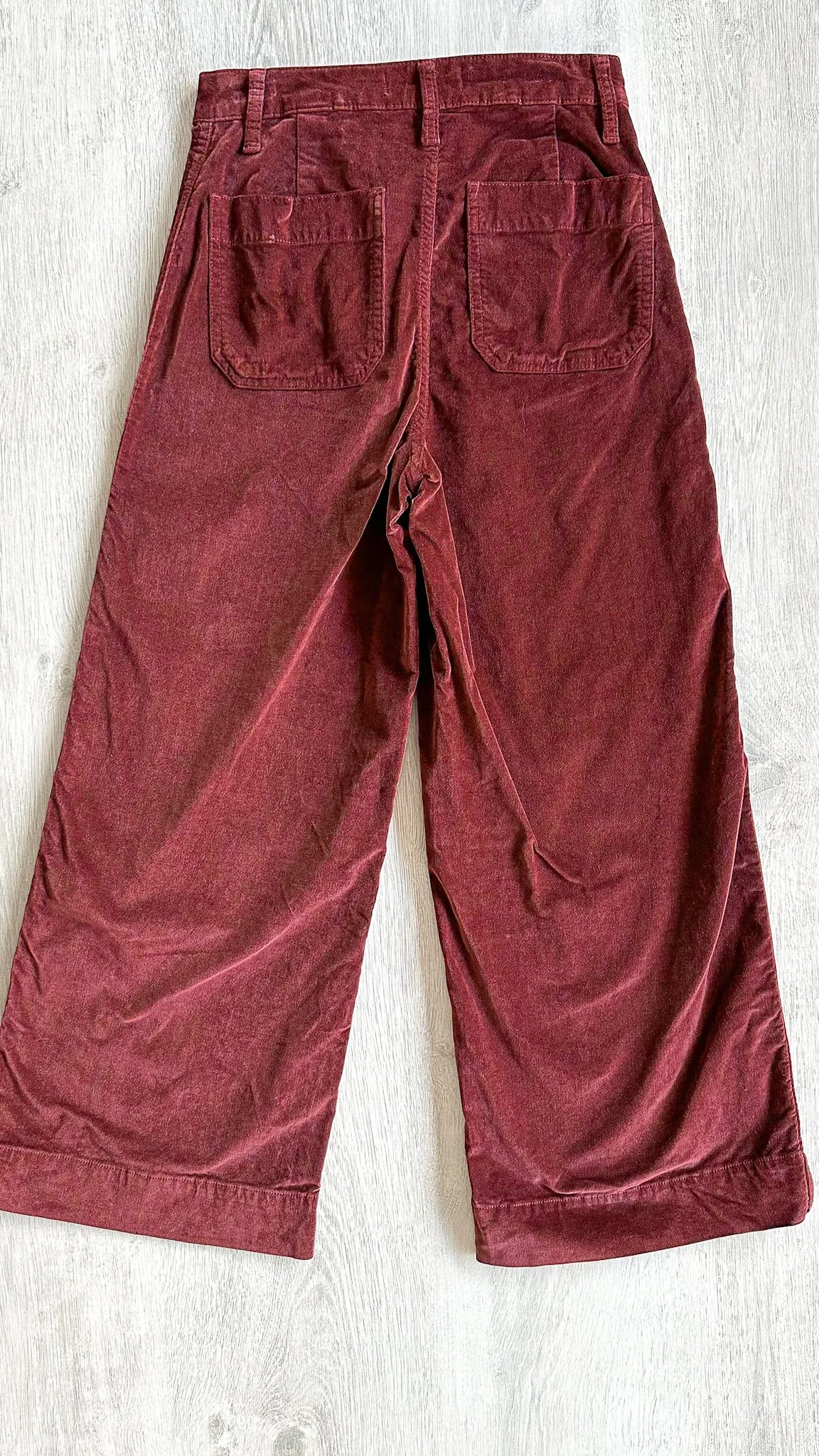 Madewell Velvet Emmett Wide Leg Crop Pants Red Velveteen Pants Trousers