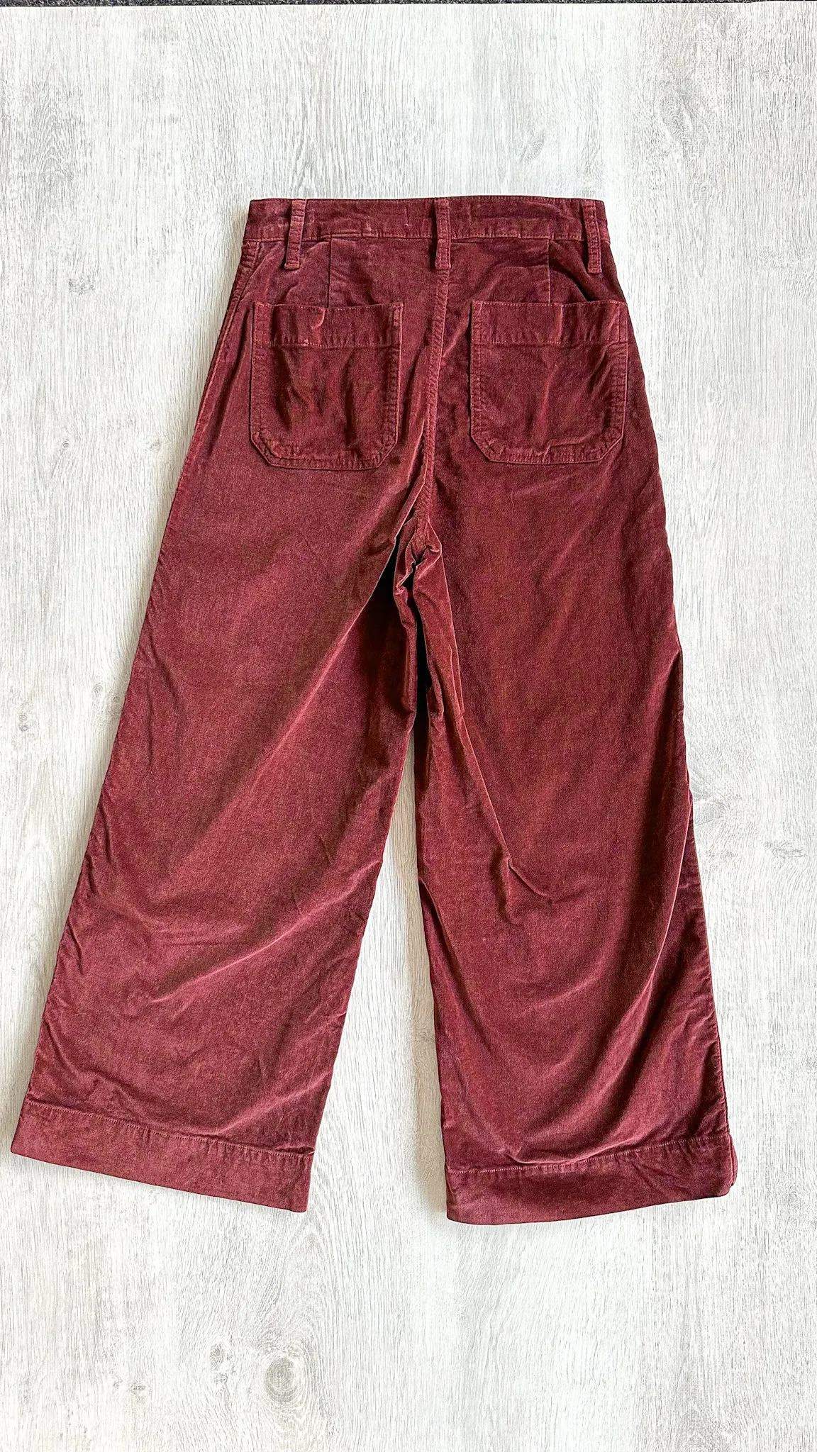 Madewell Velvet Emmett Wide Leg Crop Pants Red Velveteen Pants Trousers