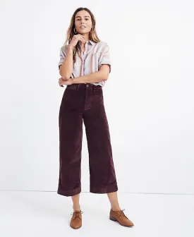 Madewell Velvet Emmett Wide Leg Crop Pants Red Velveteen Pants Trousers