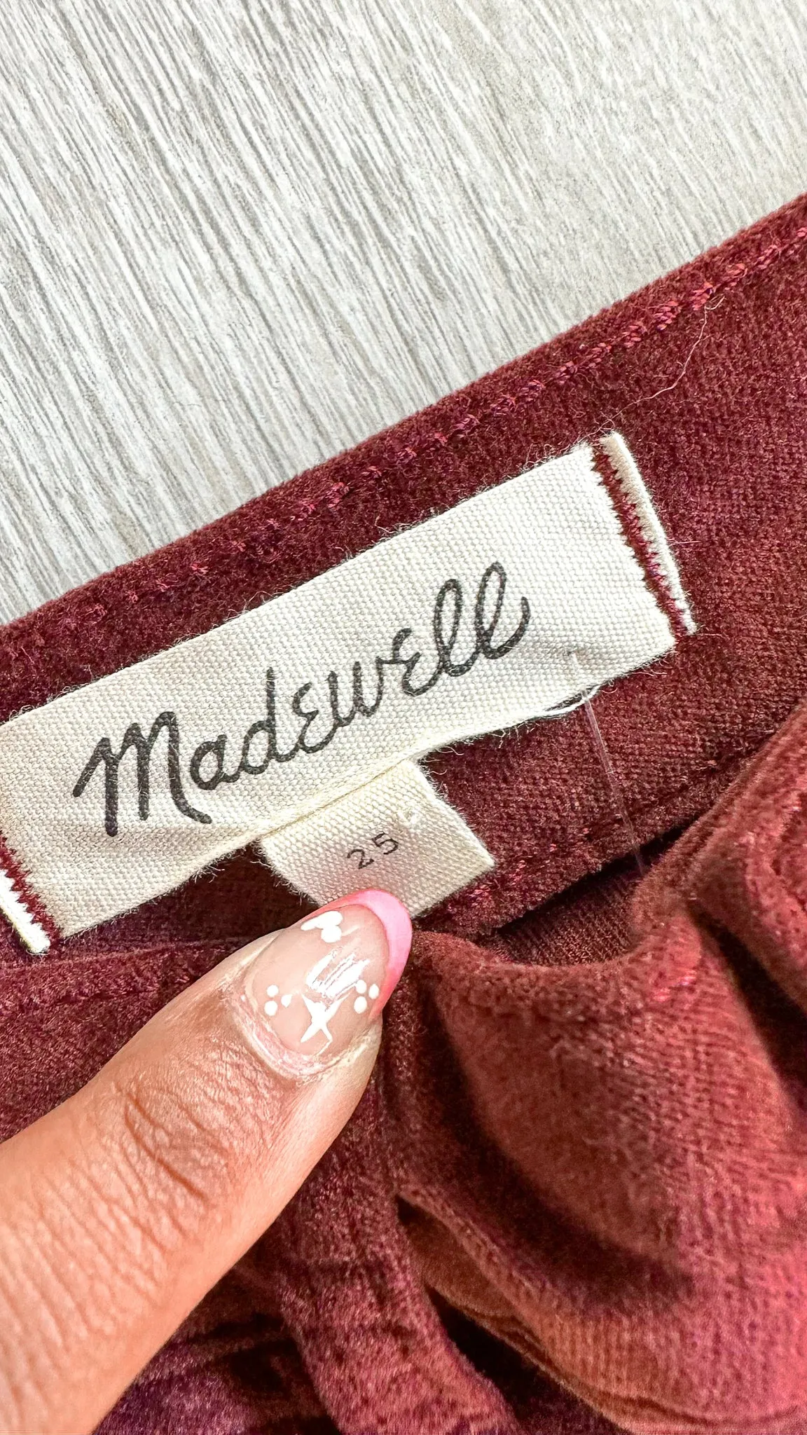 Madewell Velvet Emmett Wide Leg Crop Pants Red Velveteen Pants Trousers