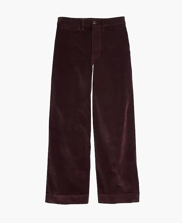 Madewell Velvet Emmett Wide Leg Crop Pants Red Velveteen Pants Trousers