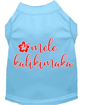 Mele Kalikimaka Screen Print Dog Shirt Baby Blue Xl