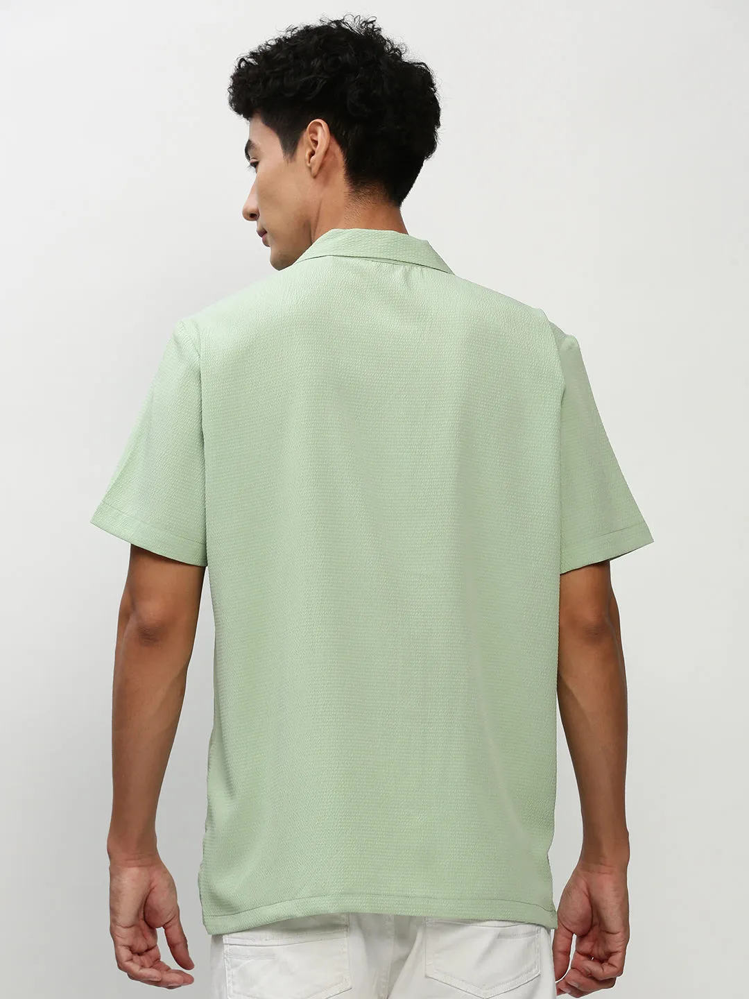 Men Green Solid Casual Casual Shirts