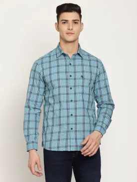 Men's Blue Casual Medium Checks Full Sleeve Shirt