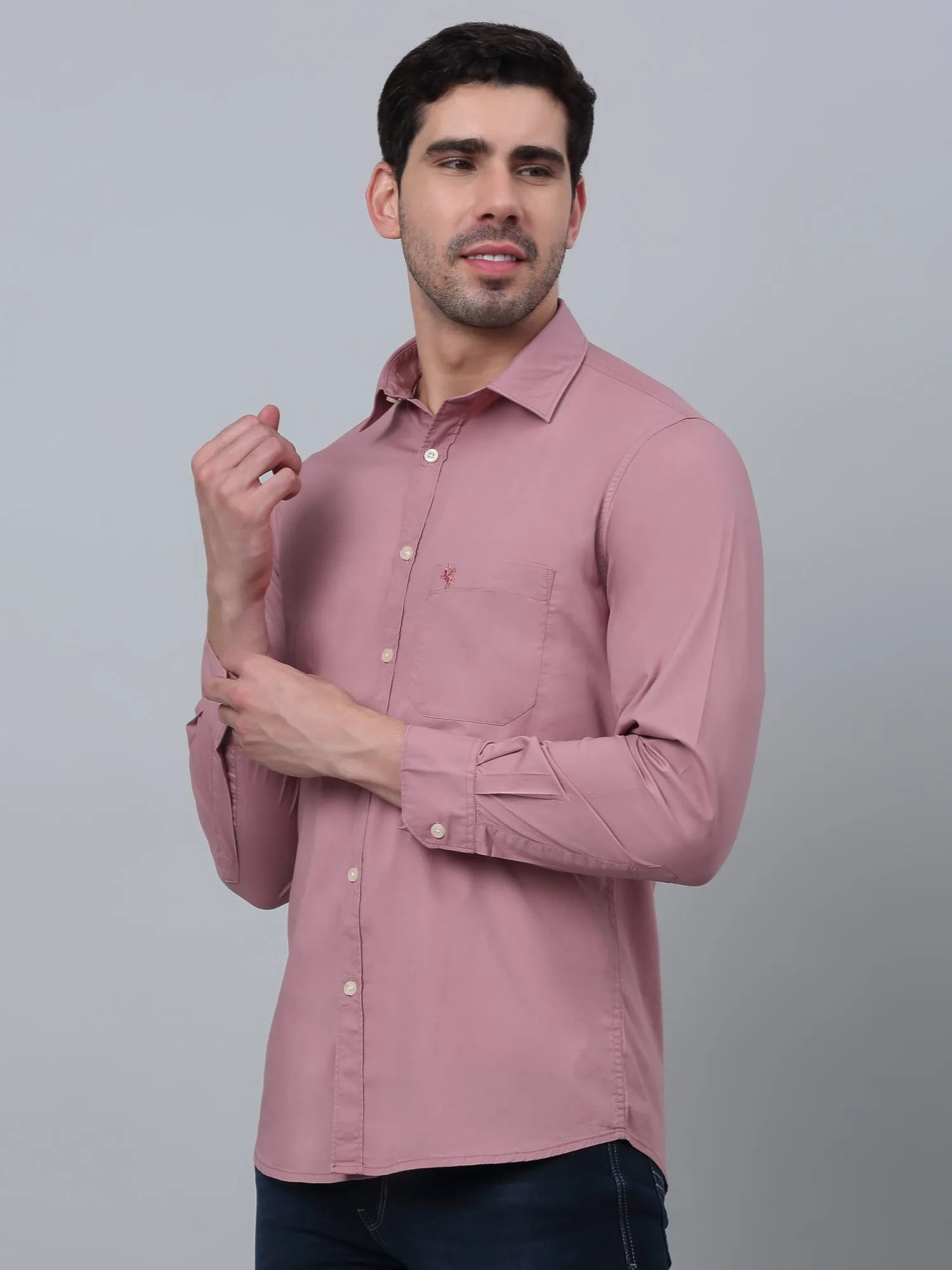 Men's Dark Mauve Casual Plain Full Sleeve Shirt