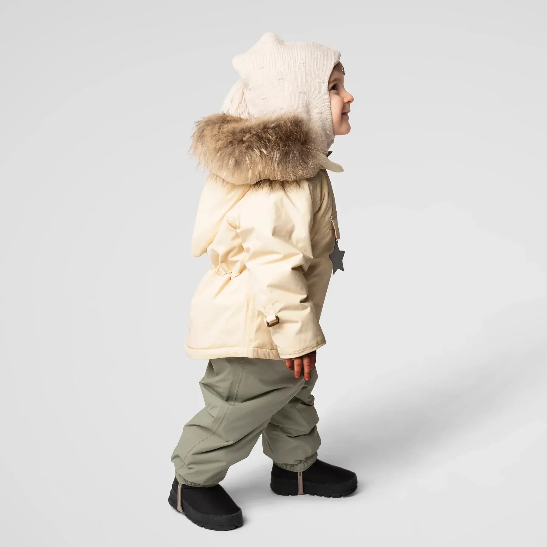 MINI A TURE Kids WANG Winter Jacket w/ Fur Hat in Angora Cream