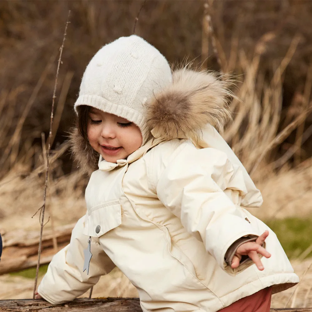 MINI A TURE Kids WANG Winter Jacket w/ Fur Hat in Angora Cream