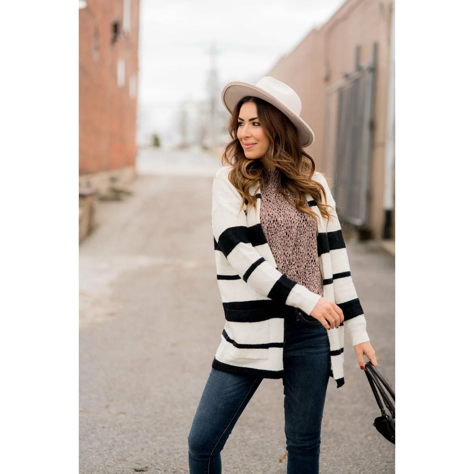 Multi Size Stripe Cardigan