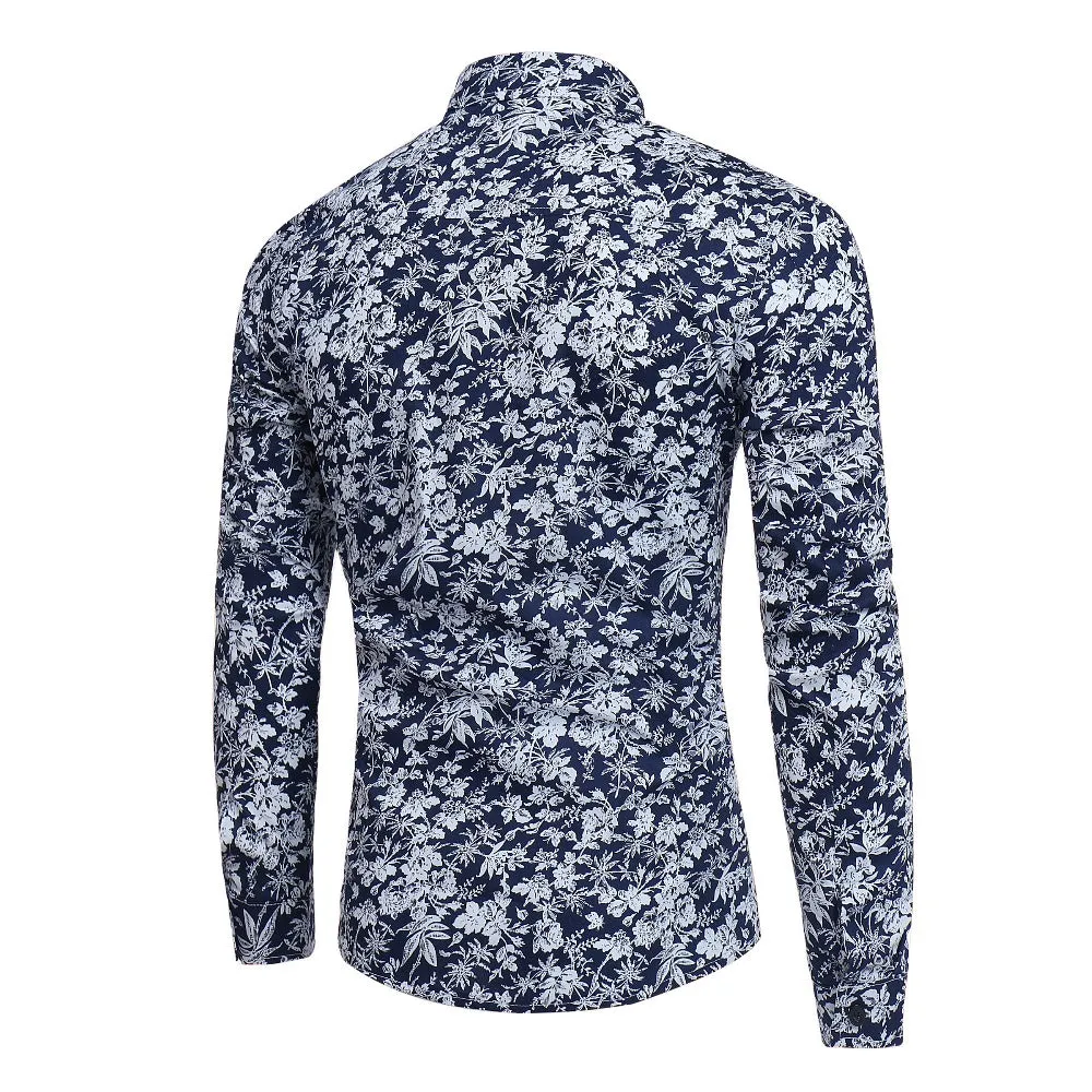 New Men'S 3D Printed Floral Long Sleeve Casual Shirt