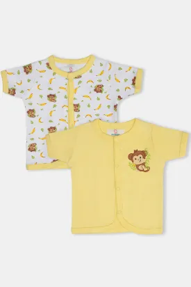 Oh Baby Cotton Interlock Knit Animal Print Halfsleeve T-Shirt Pack Of - 2 - Yellow & Assorted - Ts03