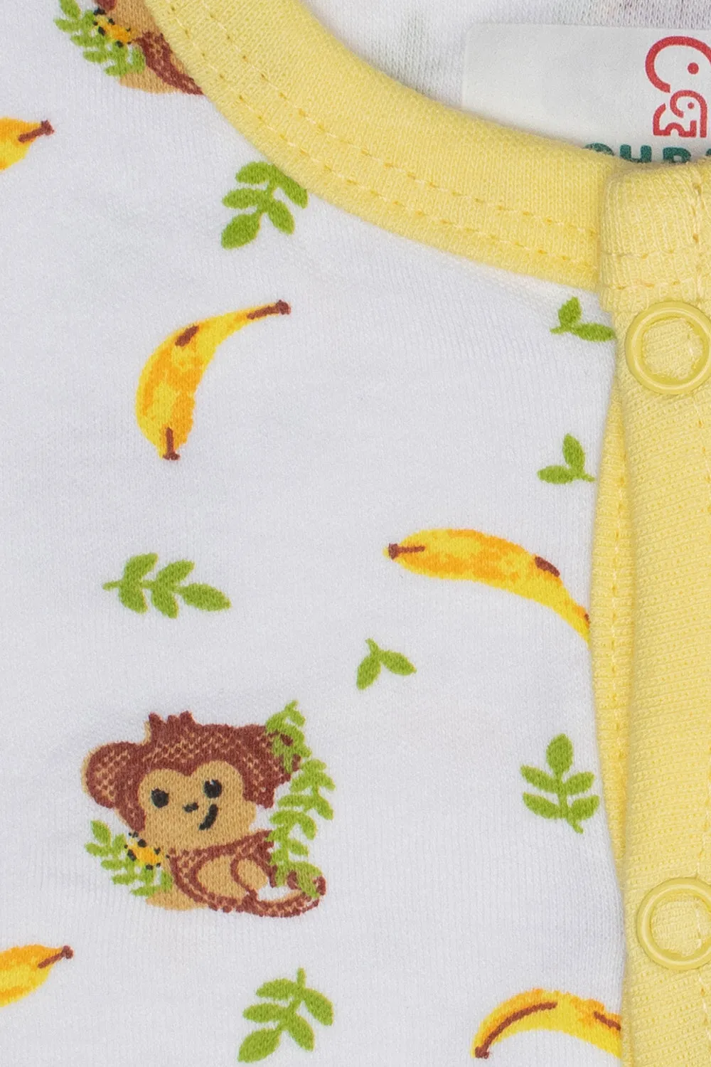 Oh Baby Cotton Interlock Knit Animal Print Halfsleeve T-Shirt Pack Of - 2 - Yellow & Assorted - Ts03