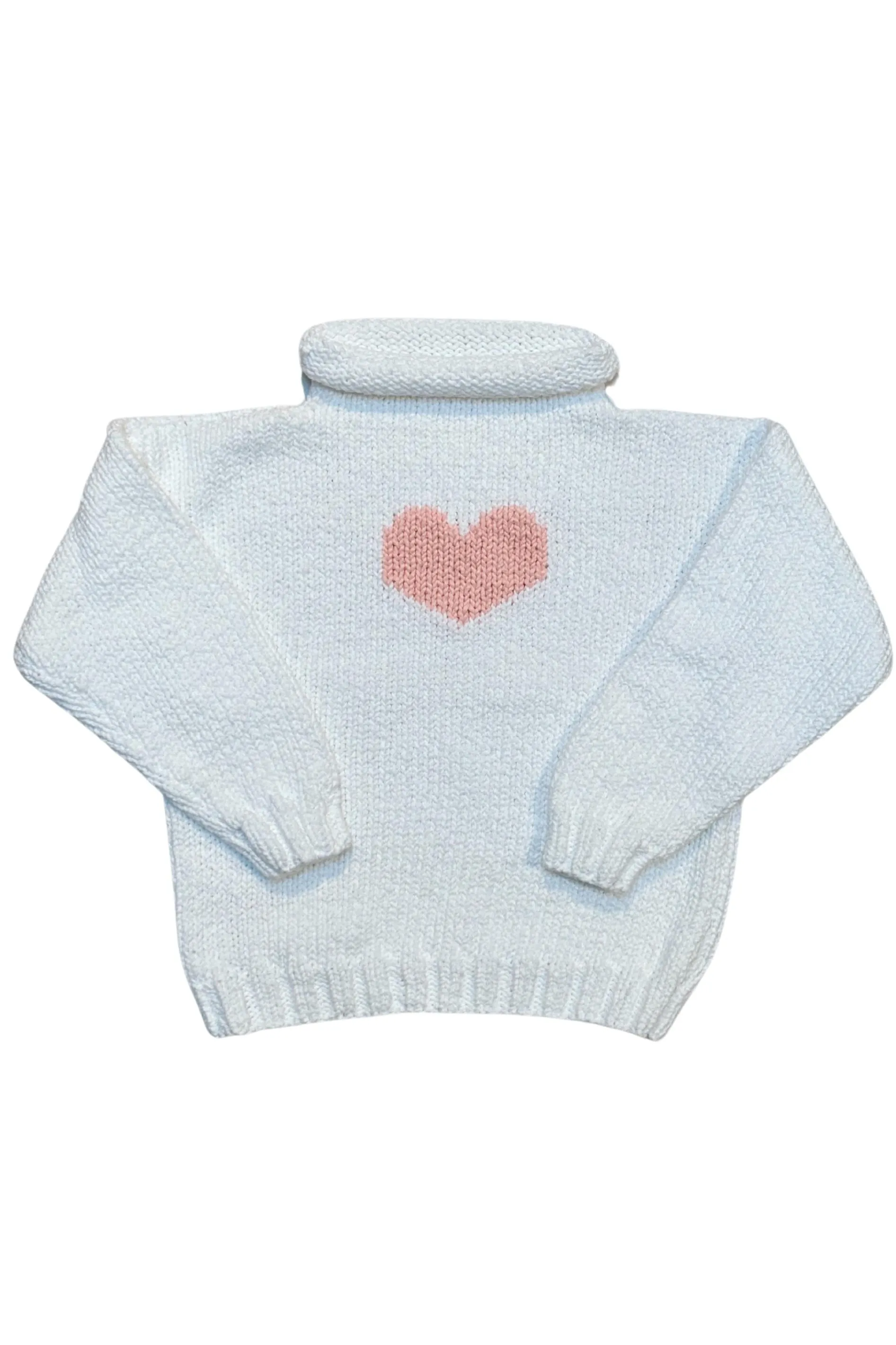 Pink Heart Motif Sweater - White