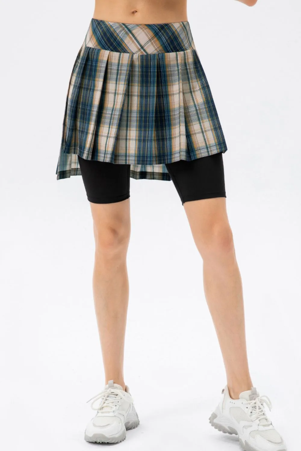 Plaid Faux Layered Sports Culottes