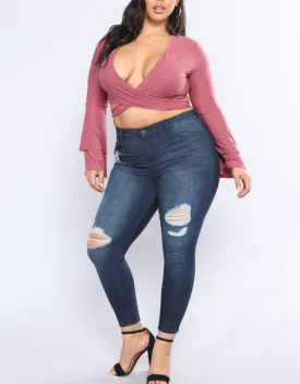 Plus Size Distressed Jeans Pants