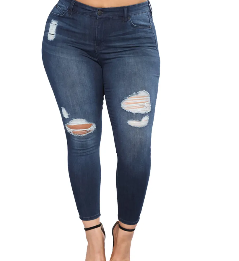 Plus Size Distressed Jeans Pants