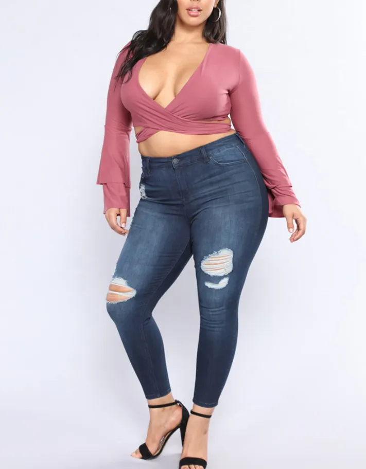 Plus Size Distressed Jeans Pants