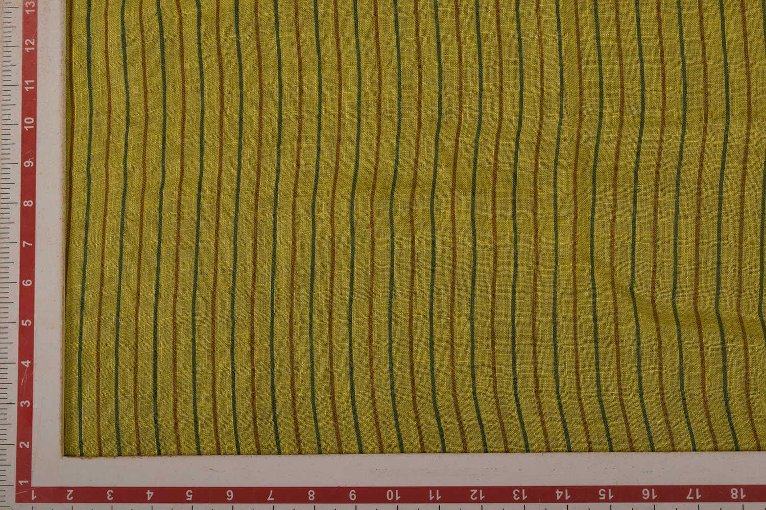 Precut of 1 Meter of Yellow Printed Linen Fabric