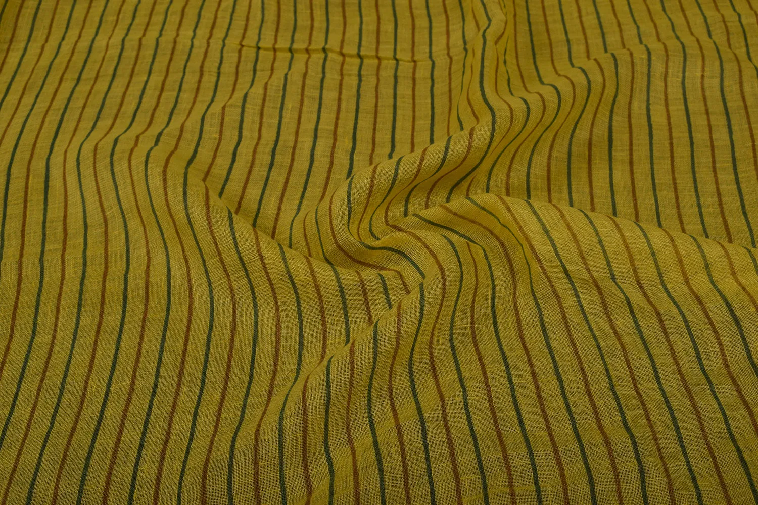 Precut of 1 Meter of Yellow Printed Linen Fabric