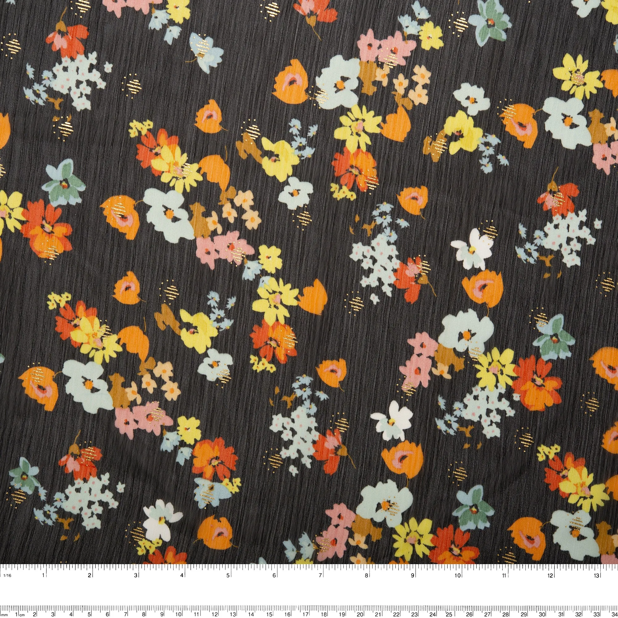 Printed polyester - OLIVIA - Clematis - Black