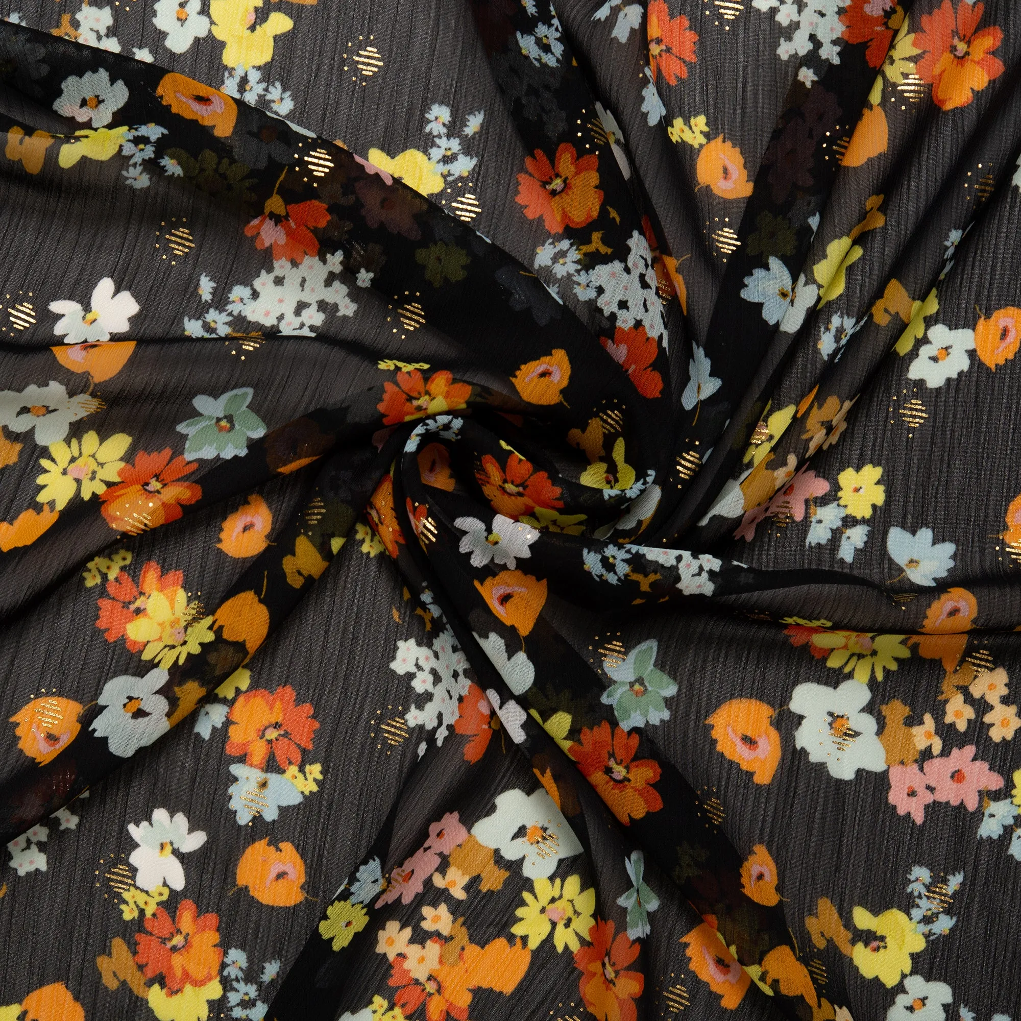 Printed polyester - OLIVIA - Clematis - Black