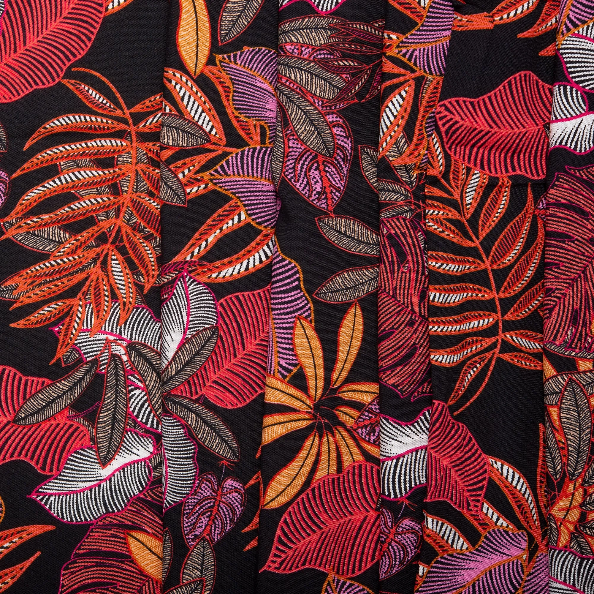 Printed rayon - AMANDA - Black and Orange