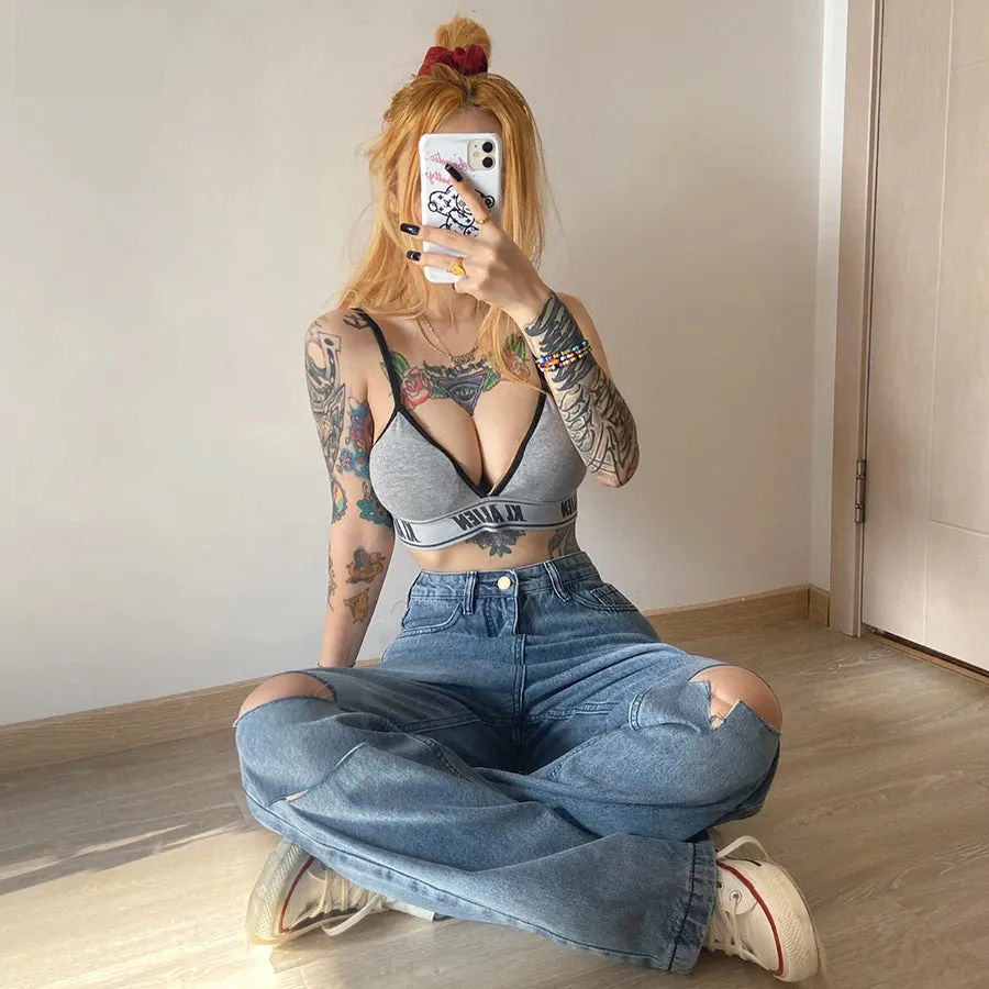 Retro Hollow High Waist Jeans